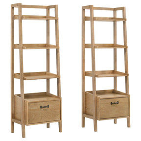 Fabian Distressed Light Brown 2-piece 3-shelf Bookshelf with Drawer by Coaster at Eve Furniture