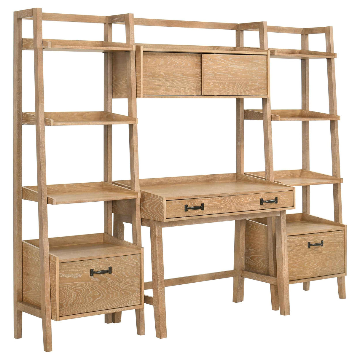 Fabian Distressed Light Brown 4-piece Computer Desk and Bookshelf Set by Coaster at Eve Furniture