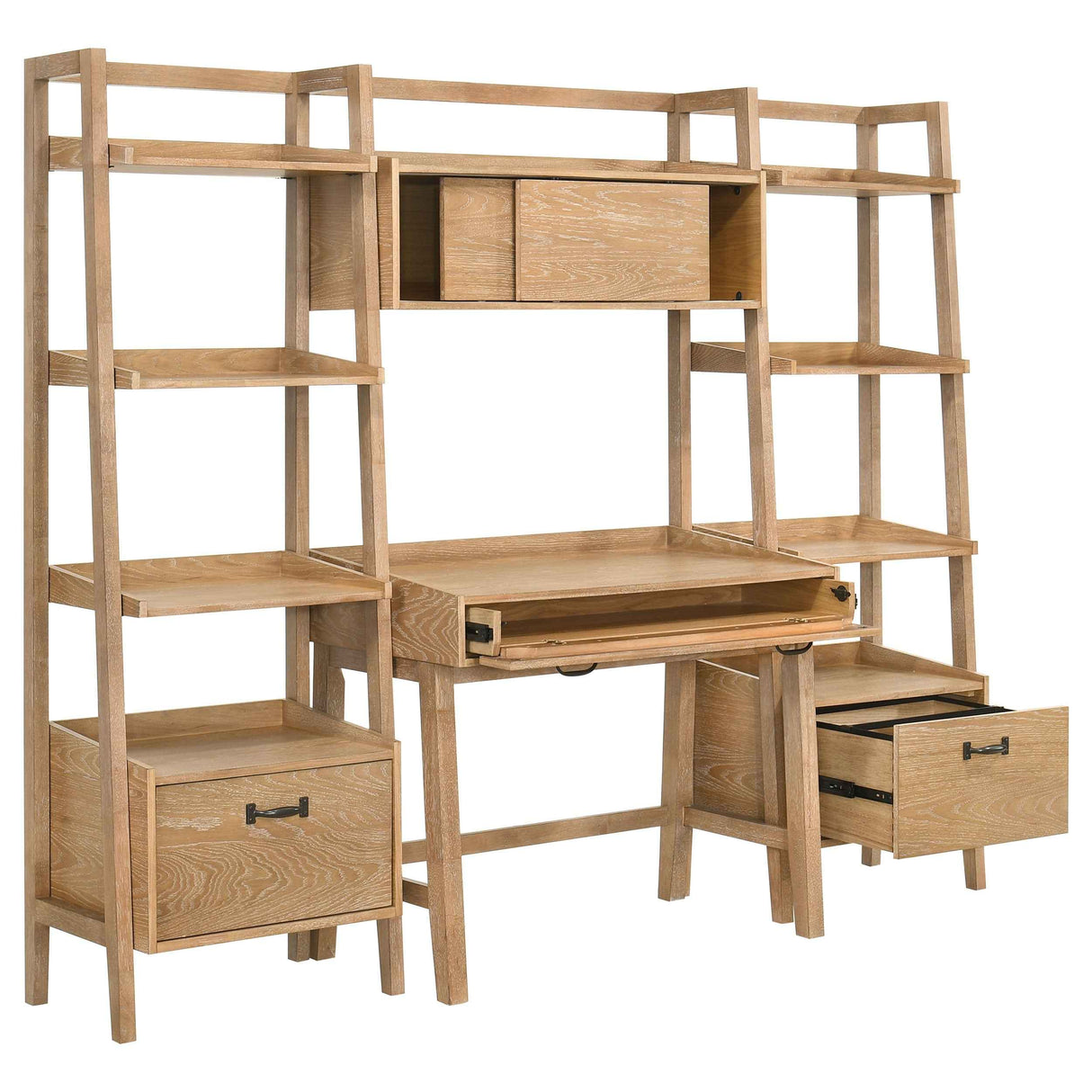 Fabian Distressed Light Brown 4-piece Computer Desk and Bookshelf Set by Coaster at Eve Furniture