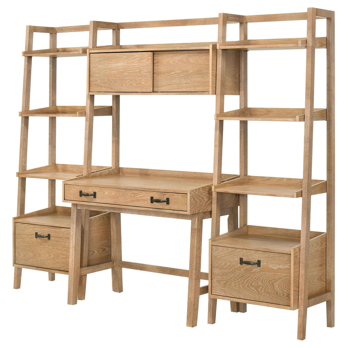 Fabian Distressed Light Brown 4-piece Computer Desk and Bookshelf Set by Coaster at Eve Furniture