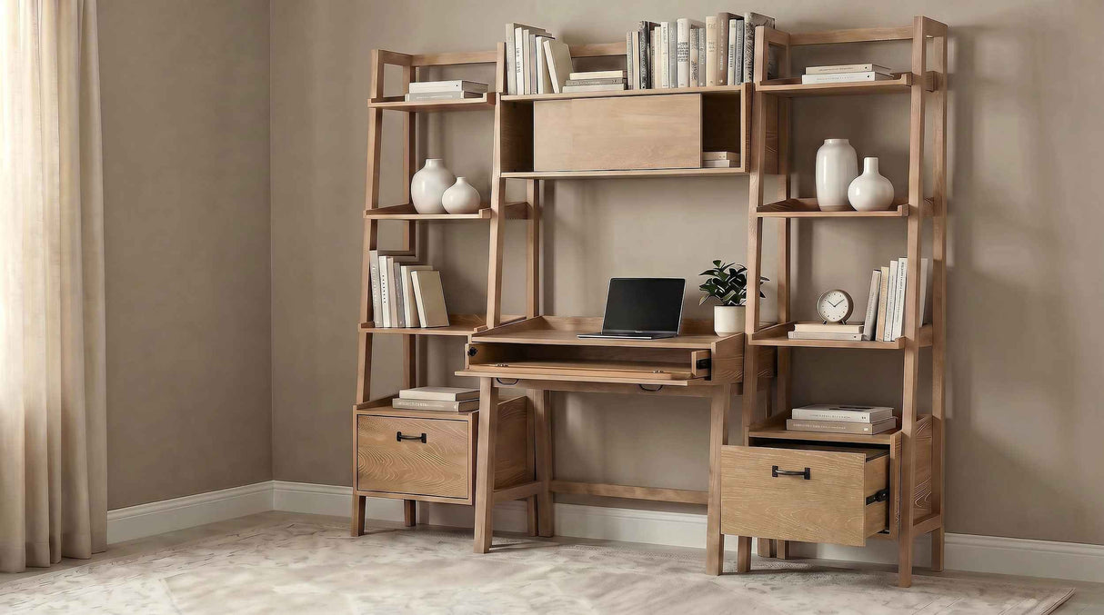 Fabian Distressed Light Brown Bookshelf Bridge with Cubbies by Coaster at Eve Furniture