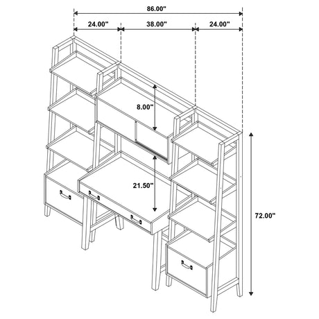 Fabian Distressed Light Brown Bookshelf Bridge with Cubbies by Coaster at Eve Furniture