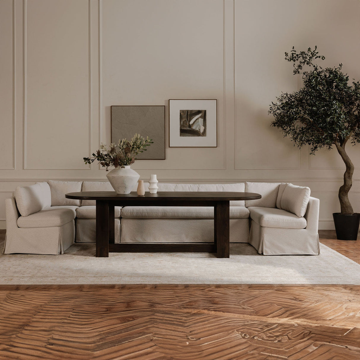 Fable Beige Slipcover Dining Slipper Chair by MOES at Eve Furniture