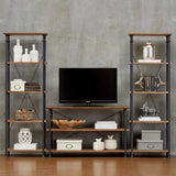 Factory Rustic Poplar & Metal Bookcase by Homelegance at Eve Furniture