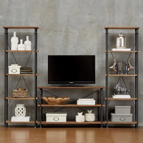 Factory Rustic Poplar & Metal Bookcase by Homelegance at Eve Furniture