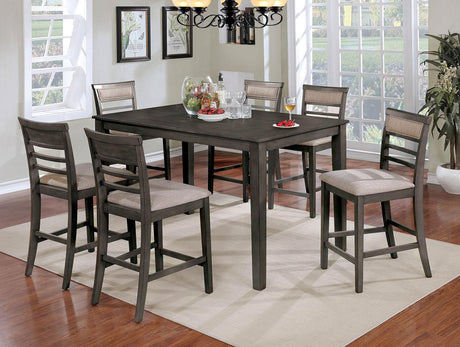 Fafnir Weathered Gray/Beige 7 Pc. Counter Ht. Table Set by Furniture of America at Eve Furniture