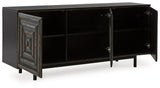 Fair Ridge Distressed Black Accent Cabinet by Ashley at Eve Furniture