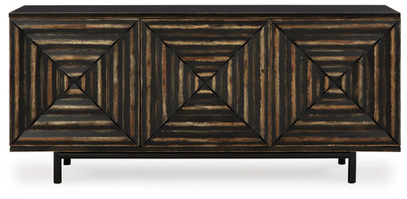 Fair Ridge Distressed Black Accent Cabinet by Ashley at Eve Furniture
