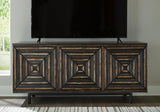 Fair Ridge Distressed Black Accent Cabinet by Ashley at Eve Furniture