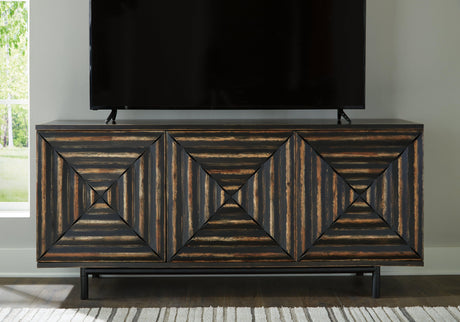 Fair Ridge Distressed Black Accent Cabinet by Ashley at Eve Furniture