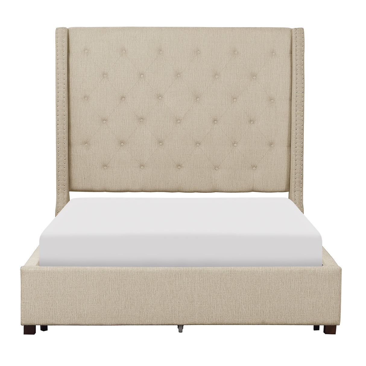 Fairborn Beige California King Upholstered Platform Bed by Homelegance at Eve Furniture