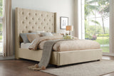Fairborn Beige California King Upholstered Platform Bed by Homelegance at Eve Furniture