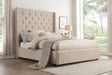 Fairborn Beige Full Upholstered Platform Bed by Homelegance at Eve Furniture