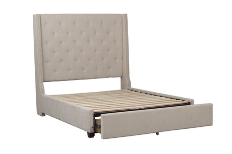 Fairborn Beige Full Upholstered Storage Platform Bed by Homelegance at Eve Furniture