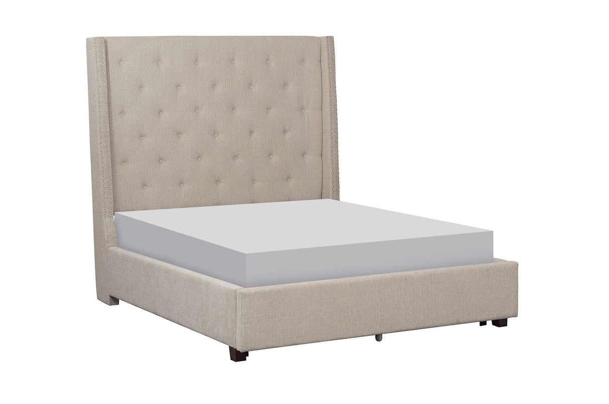 Fairborn Beige King Upholstered Platform Bed by Homelegance at Eve Furniture