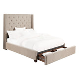 Fairborn Beige King Upholstered Storage Platform Bed by Homelegance at Eve Furniture