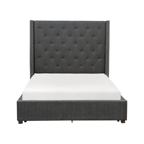 Fairborn Gray California King Upholstered Platform Bed by Homelegance at Eve Furniture