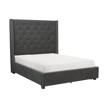 Fairborn Gray California King Upholstered Storage Platform Bed by Homelegance at Eve Furniture