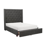 Fairborn Gray California King Upholstered Storage Platform Bed by Homelegance at Eve Furniture