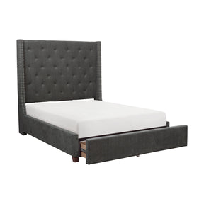 Fairborn Gray California King Upholstered Storage Platform Bed by Homelegance at Eve Furniture