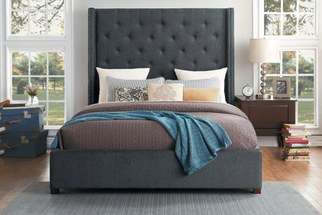 Fairborn Gray Queen Upholstered Platform Bed by Homelegance at Eve Furniture