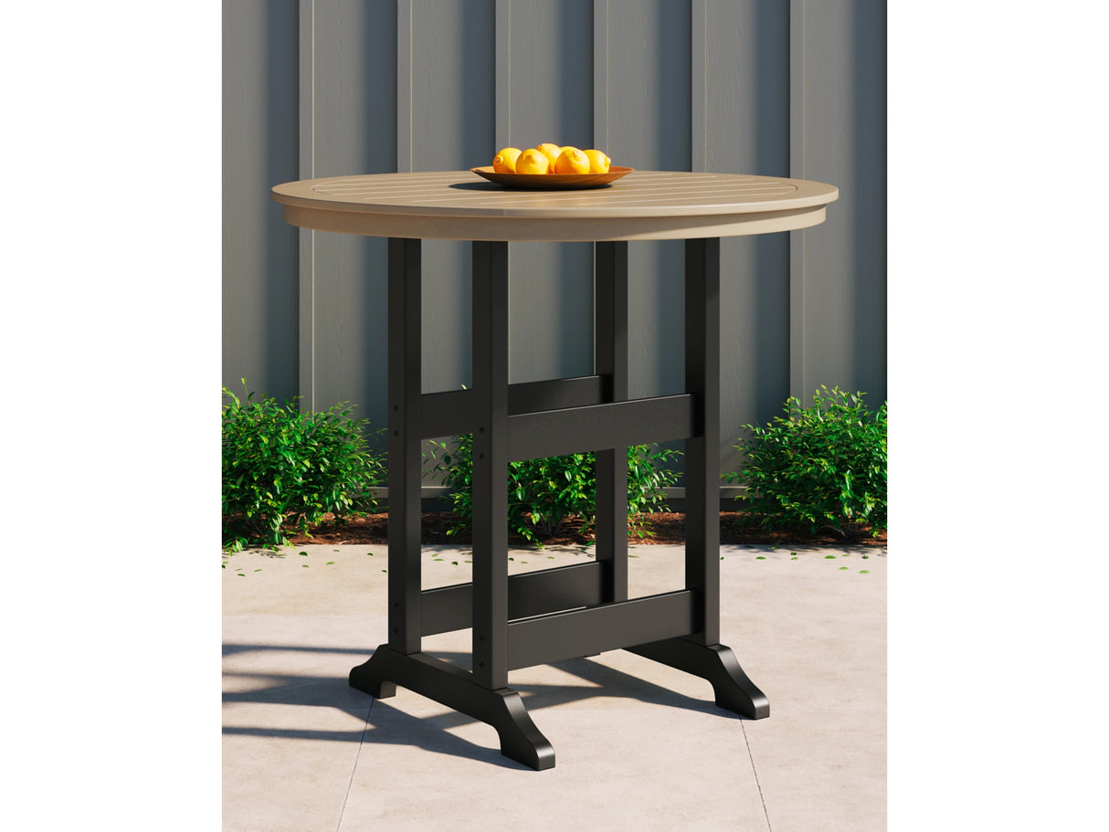 Fairen Trail Black/Driftwood Outdoor Bar Table by Ashley at Eve Furniture