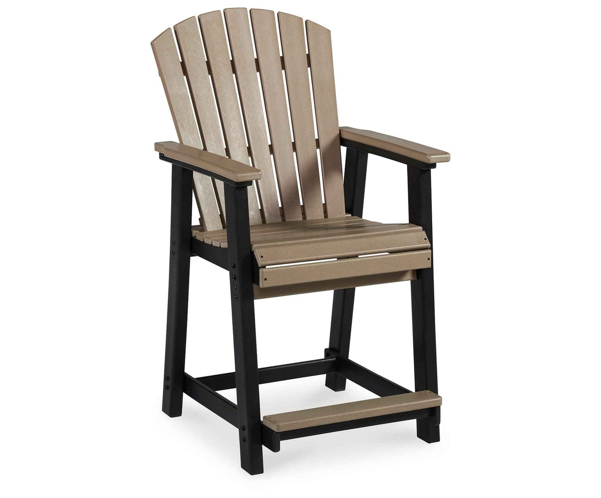 Fairen Trail Black/Driftwood Outdoor Counter Height Barstool by Ashley at Eve Furniture