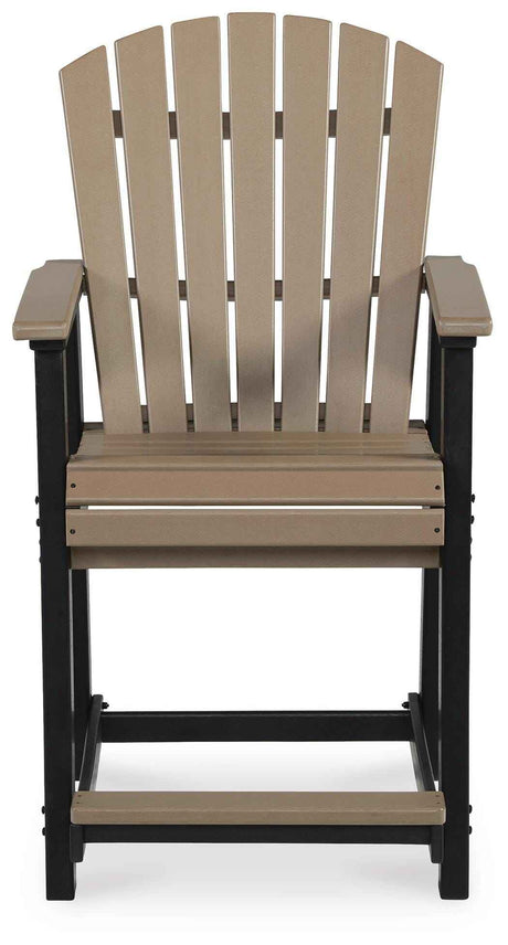 Fairen Trail Black/Driftwood Outdoor Counter Height Barstool by Ashley at Eve Furniture