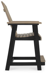 Fairen Trail Black/Driftwood Outdoor Counter Height Barstool by Ashley at Eve Furniture