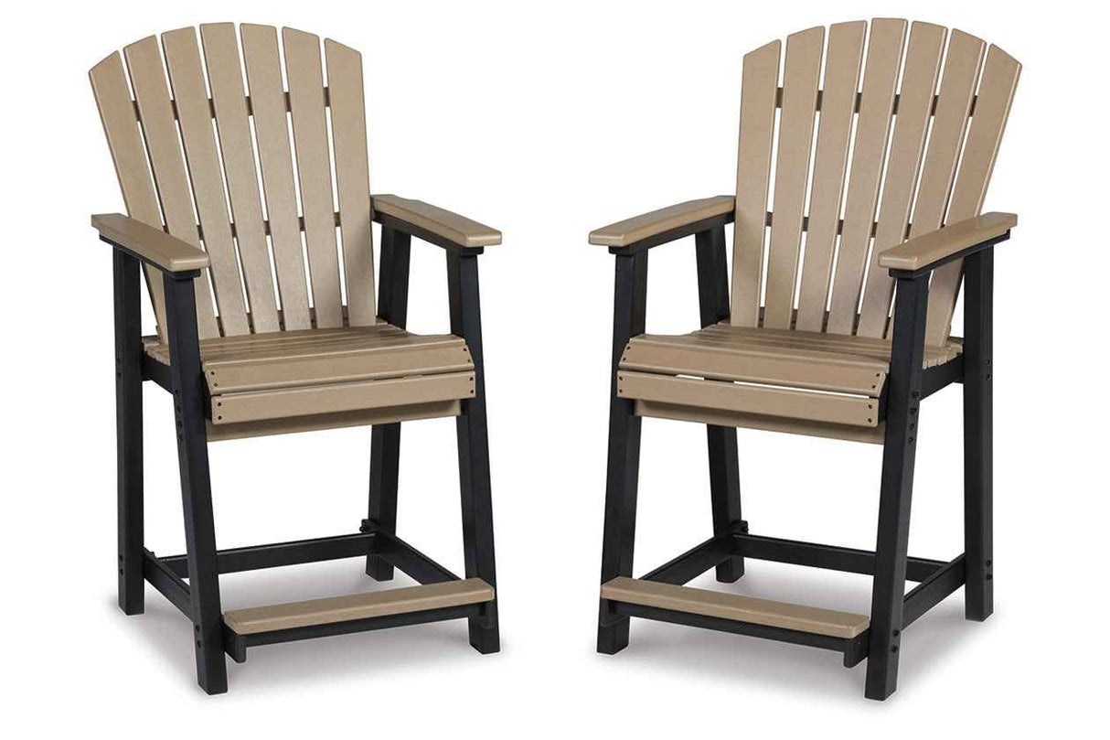 Fairen Trail Black/Driftwood Outdoor Counter Height Barstool by Ashley at Eve Furniture