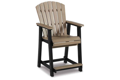 Fairen Trail Black/Driftwood Outdoor Counter Height Barstool by Ashley at Eve Furniture