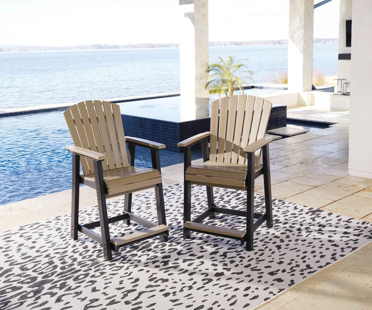 Fairen Trail Black/Driftwood Outdoor Counter Height Barstool by Ashley at Eve Furniture