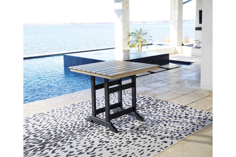 Fairen Trail Black/Driftwood Outdoor Counter Height Dining Table by Ashley at Eve Furniture