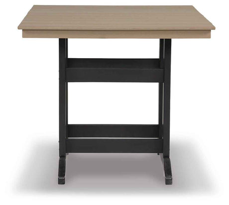 Fairen Trail Black/Driftwood Outdoor Counter Height Dining Table by Ashley at Eve Furniture