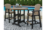 Fairen Trail Black/Driftwood Outdoor Counter Height Dining Table with 2 Barstools by Ashley at Eve Furniture