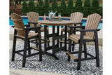 Fairen Trail Black/Driftwood Outdoor Counter Height Dining Table with 2 Barstools by Ashley at Eve Furniture