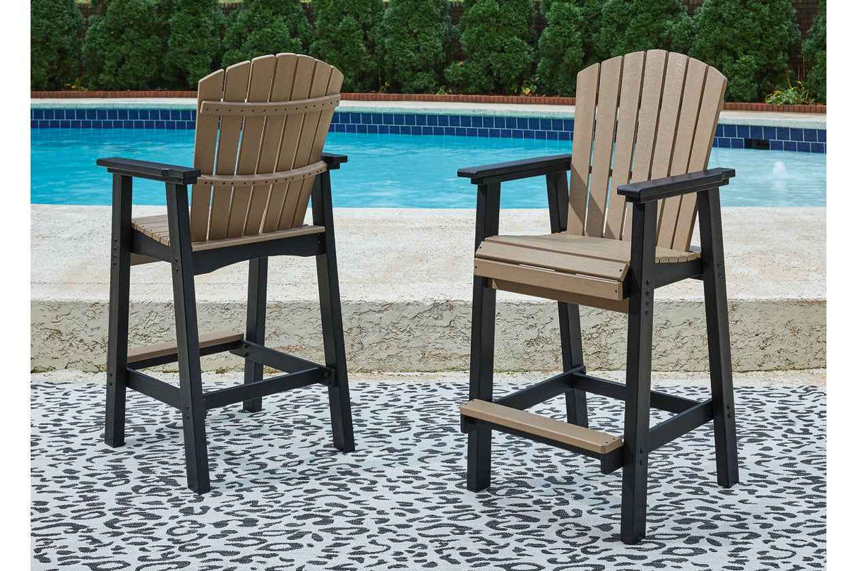 Fairen Trail Black/Driftwood Outdoor Counter Height Dining Table with 2 Barstools by Ashley at Eve Furniture