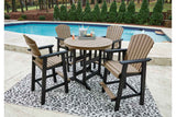 Fairen Trail Black/Driftwood Outdoor Counter Height Dining Table with 2 Barstools by Ashley at Eve Furniture