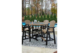 Fairen Trail Black/Driftwood Outdoor Counter Height Dining Table with 2 Barstools by Ashley at Eve Furniture