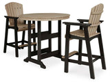 Fairen Trail Black/Driftwood Outdoor Counter Height Dining Table with 2 Barstools by Ashley at Eve Furniture