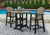 Fairen Trail Black/Driftwood Outdoor Counter Height Dining Table with 2 Barstools by Ashley at Eve Furniture