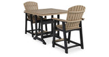 Fairen Trail Black/Driftwood Outdoor Counter Height Dining Table with 2 Barstools by Ashley at Eve Furniture
