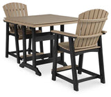 Fairen Trail Black/Driftwood Outdoor Counter Height Dining Table with 2 Barstools by Ashley at Eve Furniture