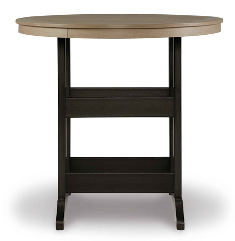 Fairen Trail Black/Driftwood Outdoor Counter Height Dining Table with 2 Barstools by Ashley at Eve Furniture