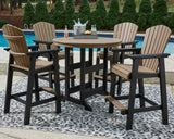 Fairen Trail Black/Driftwood Outdoor Counter Height Dining Table with 2 Barstools by Ashley at Eve Furniture