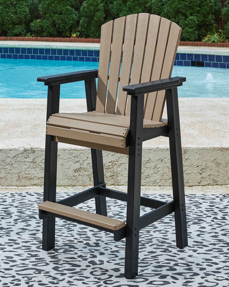 Fairen Trail Black/Driftwood Outdoor Counter Height Dining Table with 2 Barstools by Ashley at Eve Furniture
