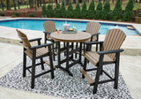 Fairen Trail Black/Driftwood Outdoor Counter Height Dining Table with 2 Barstools by Ashley at Eve Furniture