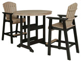 Fairen Trail Black/Driftwood Outdoor Counter Height Dining Table with 2 Barstools by Ashley at Eve Furniture