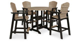 Fairen Trail Black/Driftwood Outdoor Counter Height Dining Table with 2 Barstools by Ashley at Eve Furniture