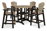 Fairen Trail Black/Driftwood Outdoor Counter Height Dining Table with 2 Barstools by Ashley at Eve Furniture